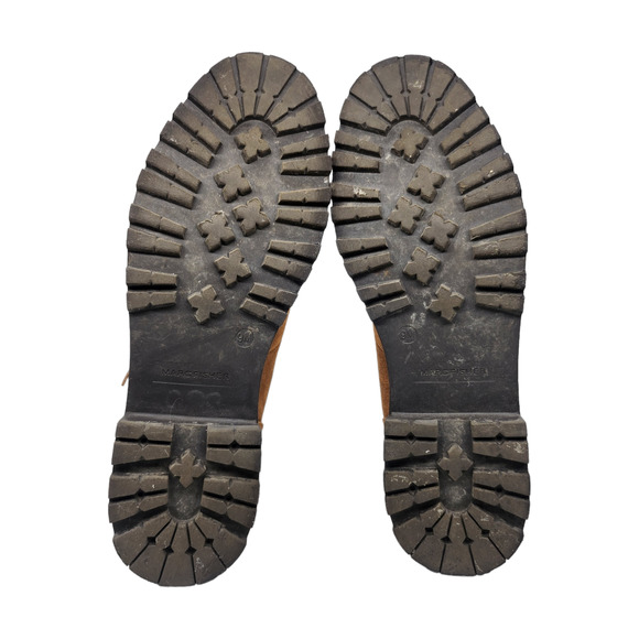 Marc Fisher Boots 9 Brown Leather Suede Combat Faux Shearling Fur Mid Calf Lace - Picture 12 of 12